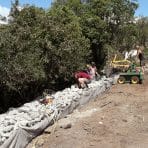 Gabion basket retaining wall build