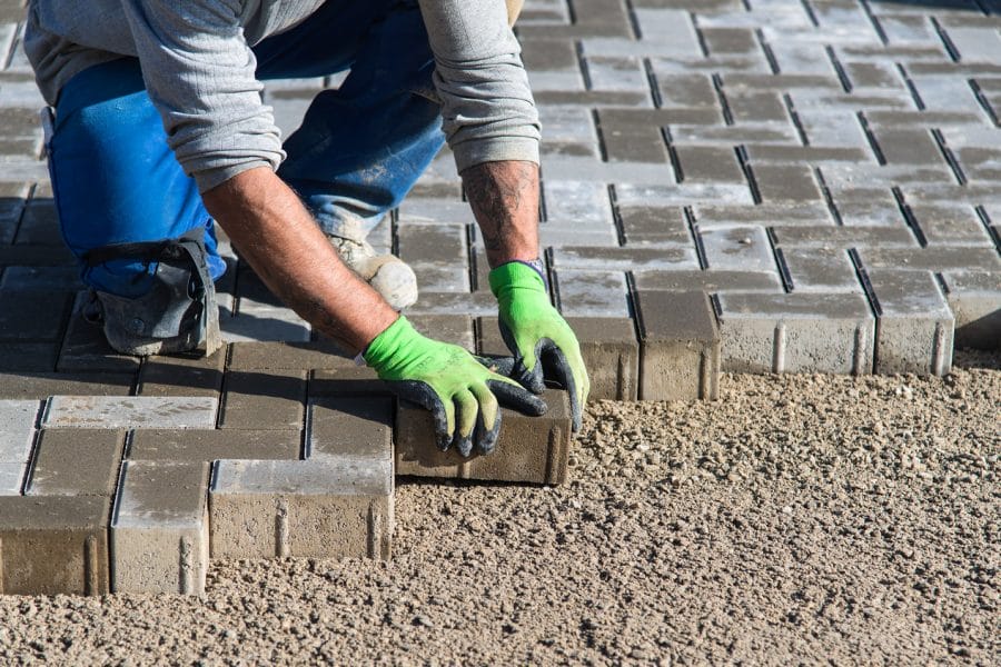 Laying pavers for driveway